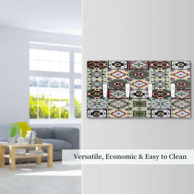 Light Switch Covers Talavera Tile Decal Quad Toggle Electrical Faceplate 4 Gang - Image 7