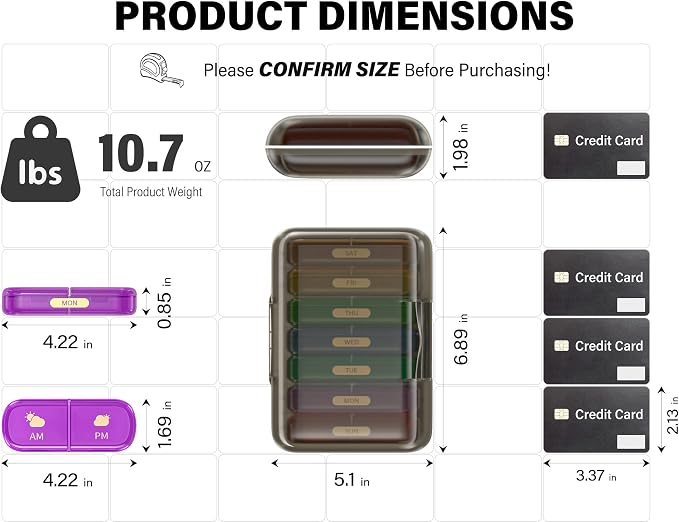 Weekly Pill Organizer 2 Times a Day, 7 Day Pill Box 2 Times, Portable - Image 6