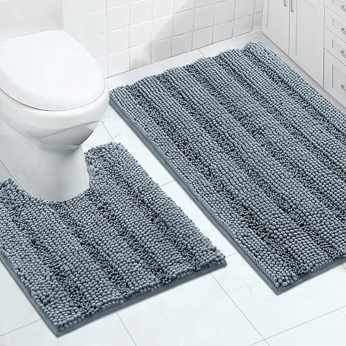 Turquoize Chenille Bathroom Rugs Set Non-Slip Bath Mats by Turquoize
