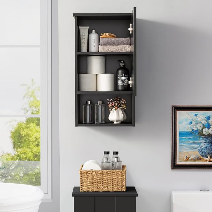 Bathroom Wall Cabinet with Single Door, Soft-Close Hinges, 15x27 inch Wooden - Image 7