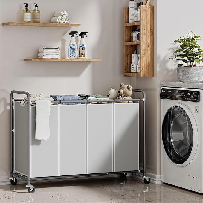 ROMOON Laundry Hamper Sorter Cart: 4-Section Organizer - Image 2