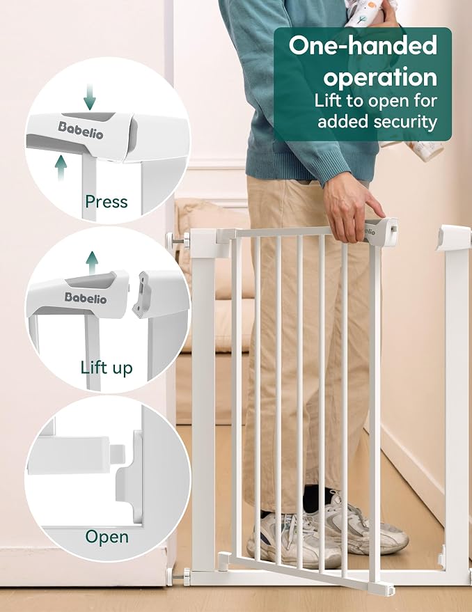 BABELIO 26-28.5 Inch Narrow Easy Install Baby Gate, 30 Inch Tall Auto-Close - Image 6