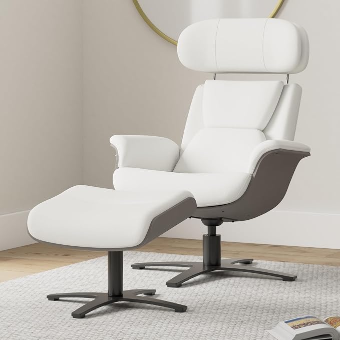 CHITA Genuine Leather Reclining Swivel Chair - Image 2