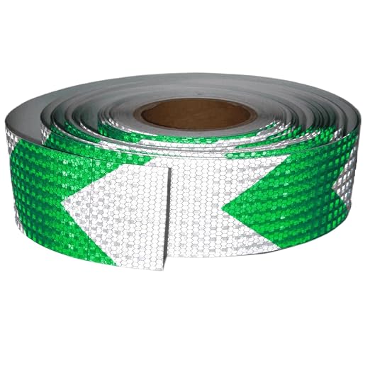 Green and White Reflective Tape Outdoor Waterproof 3 inch X 166 feet, High by tuyrchu