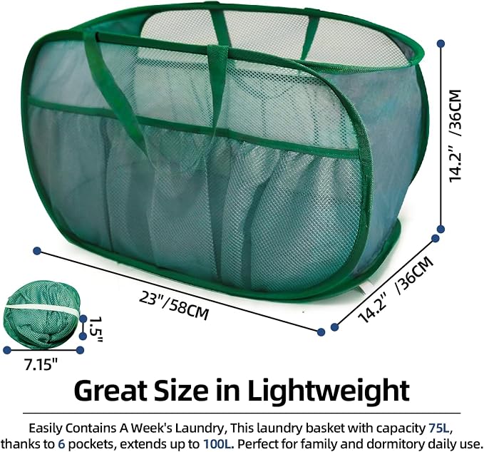 2 Pack Collapsible Laundry Baskets, Upgrade Pop Up Laundry Hamper - Image 4