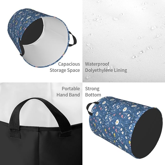 Laundry Basket Wildflowers Collapsible Large Capacity, Dirty Clothes Basket - Image 5