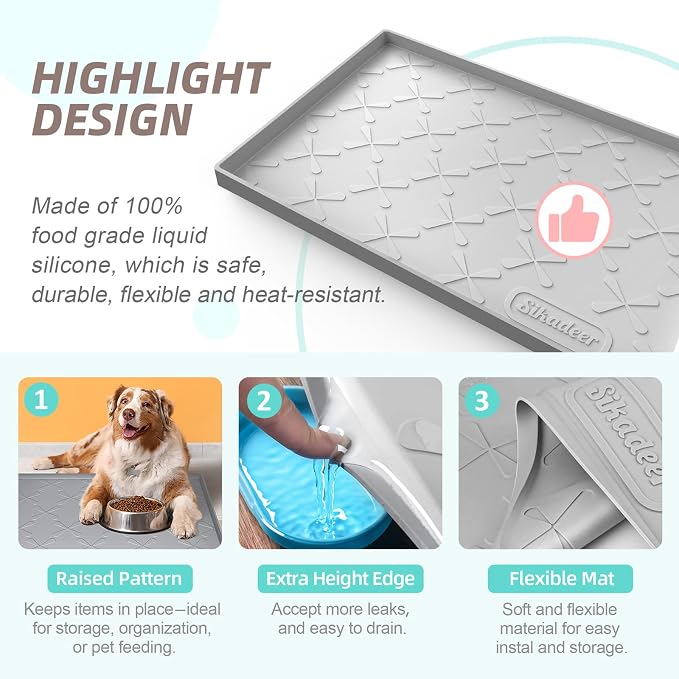 SIKADEER 22" x 19" Under Sink Mat Waterproof, Silicone Mat Kitchen Drawer Shelf - Image 5