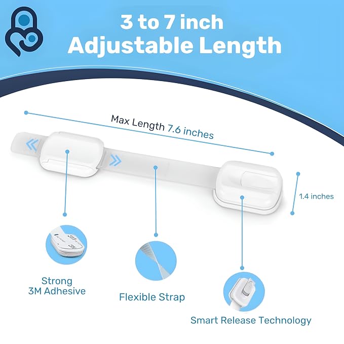 3M Adhesive Child Safety Strap Locks by Baby Proof Me, Baby Latches - Image 3