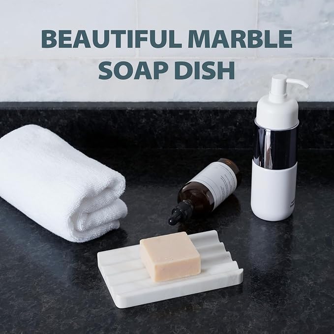 Soap Holder, Marble Soap Dish for Shower, Bar Soaps Holder - Image 6