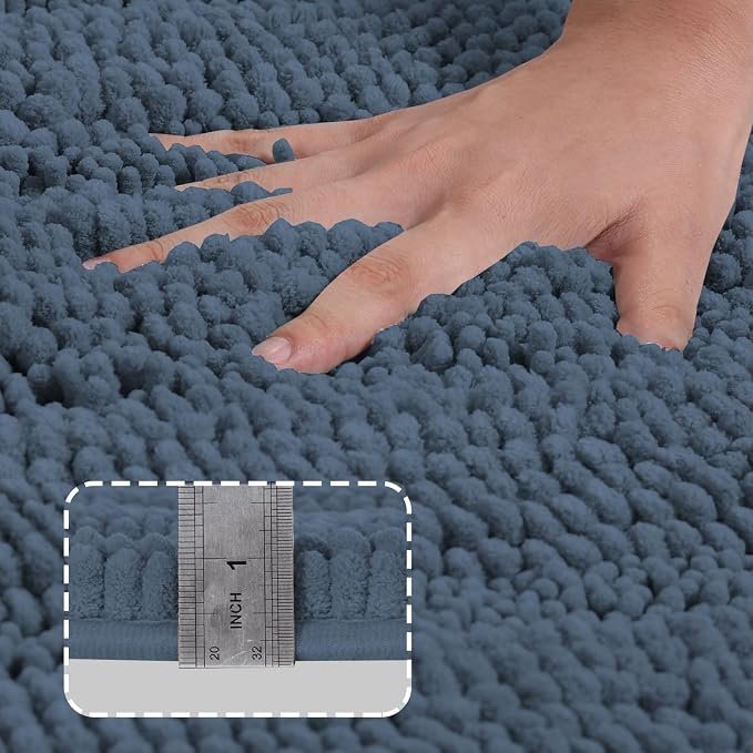 Turquoize Chenille Bathroom Rugs Set Non-Slip Bath Mats Extra Soft and - Image 3