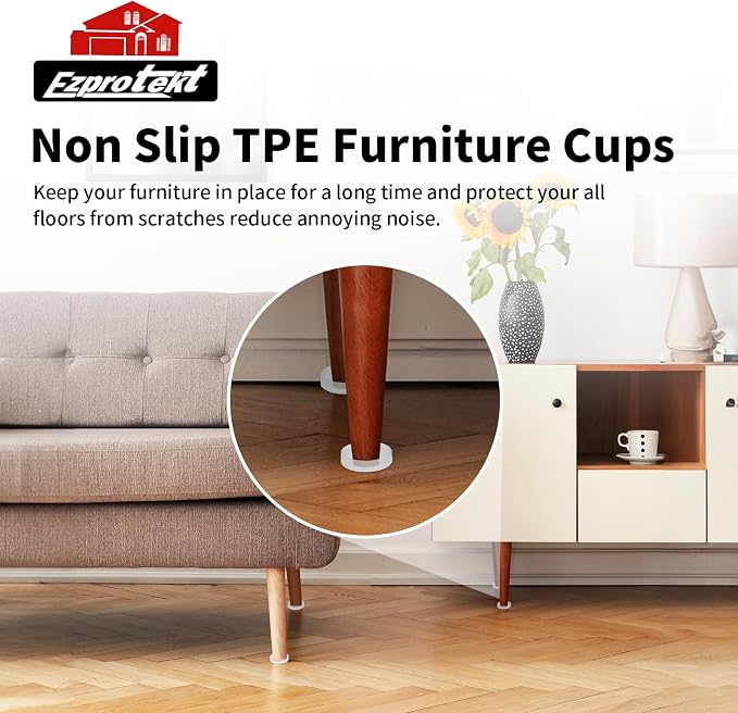Ezprotekt Non Slip Furniture Pads, Anti-Slip Round Furniture Coasters - Image 6