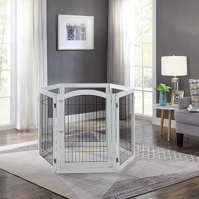 unipaws 144" Extra Wide Dog Gate and Pet Playpen, Free Standing Tall Dog Fence - Image 3