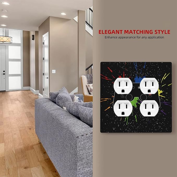 Classic Videogames Controller Black Splash Ink Colorful Outlet Covers 2 Gang - Image 7