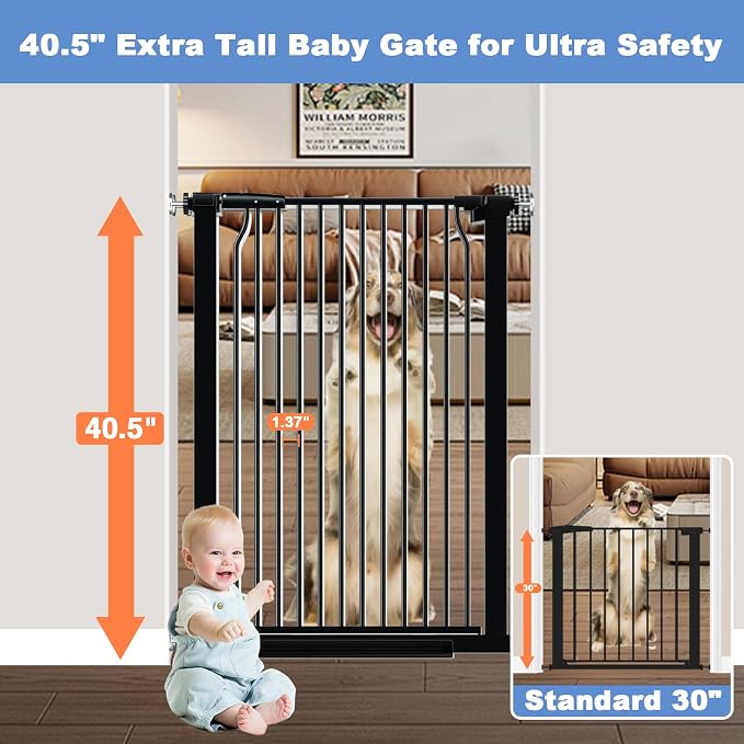 60.2"-65.7" Baby Gates Extra Wide, 40.5" Tall Dog Gate Indoor, Walk Through Pet - Image 2