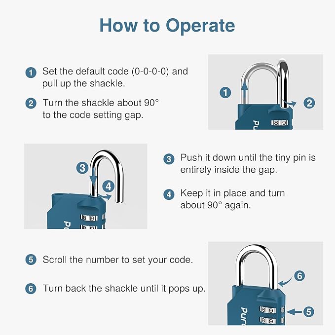 Puroma 1 Pack Combination Lock for Locker 4 Digit Outdoor Waterproof Padlock - Image 6