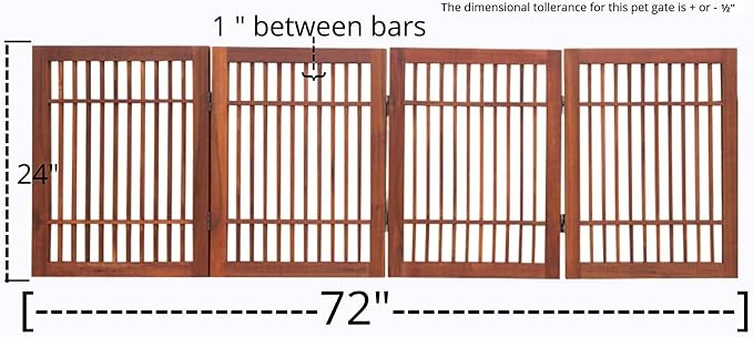 Pet Dog Gate Strong and Durable Freestanding Folding Acacia Hardwood Portable - Image 3