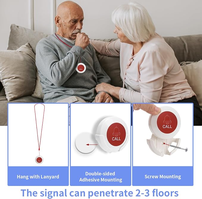 Caregiver Pager Motion Sensor Alarm Indoor Home Wireless Bed Alarm and Fall - Image 4