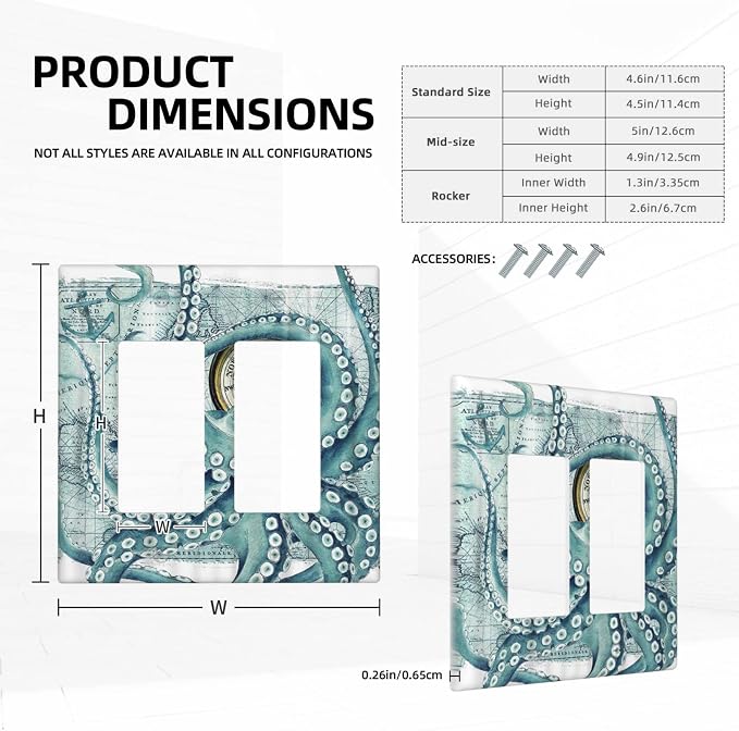 Outlet Covers Vintage Nautical Octopus Eyes Funny Ocean Kraken Double - Image 5