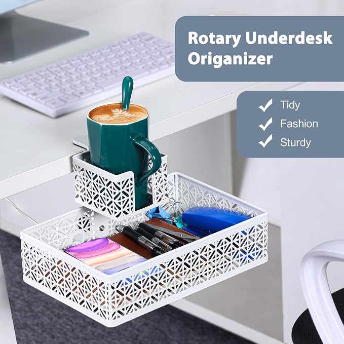 Under Desk Drawer Organizer Clip-on Cup Holder Under Desk Storage Drawers - Image 2