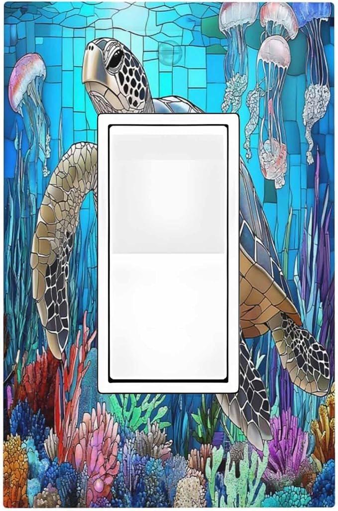 Decorative Outlet Covers Nautical Sea Turtle Coral Jellyfish 1 Gang Single by Unknown