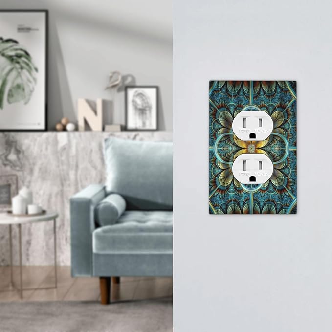 Outlet Covers Boho Fractal Mandala 1 Gang Duplex Light Switch Cover Plate - Image 7