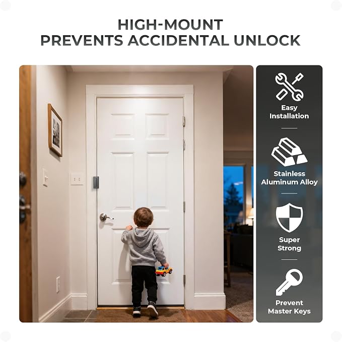 4Pack Home Security Door Reinforcement Lock, Childproof Safety Door Lock Latch - Image 4