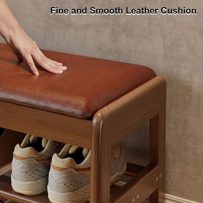AQIMUELE Shoe Rack Bench, 2 Tiers Shoe Bench - Image 4