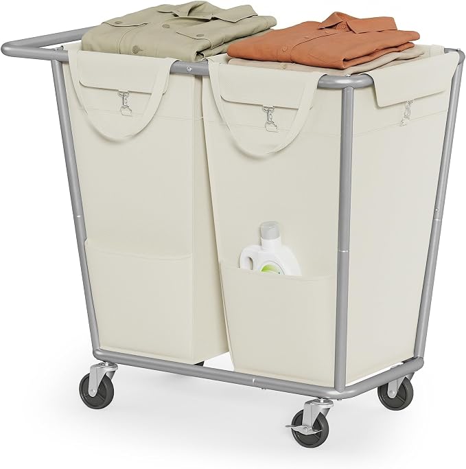 SONGMICS Laundry Basket with Wheels, 2-Section Laundry Sorter, 50.2 Gallons by SONGMICSbySONGMICSHOME