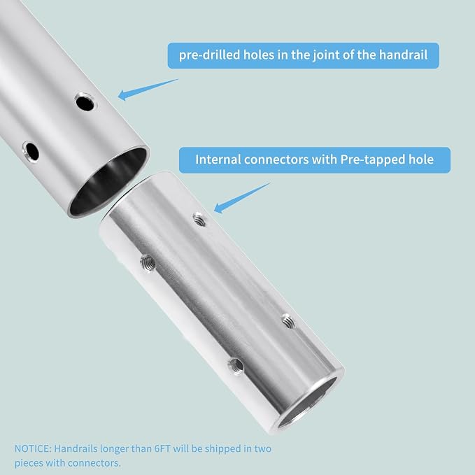 14 FT Modern Aluminum Handrail Set, handrails - Image 5