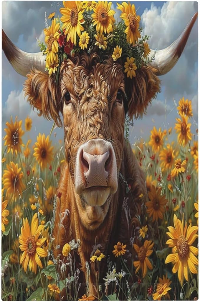Light Switch Cover Plate Vintage Sunflower Highland Cow Rustic Art 1 Gang No by LightSwitchCover