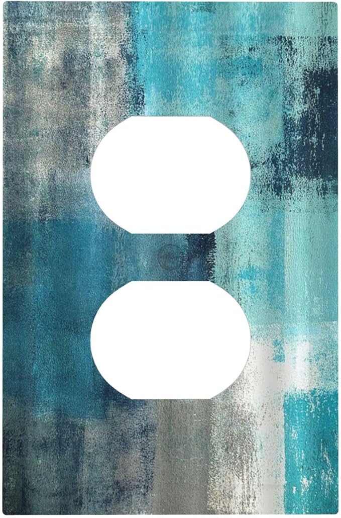 Outlet Covers Teal Blue Modern Geometric Abstract Turquoise Green 1 Gang Duplex by Everyswitchisastoryswitch