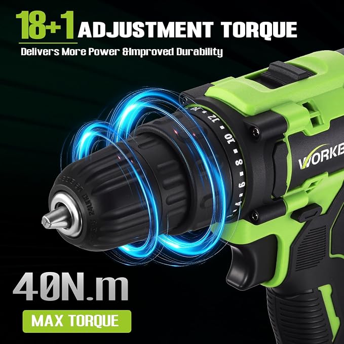 WORKBLESS 21V Power Drill Set, Cordless Drill - Image 4