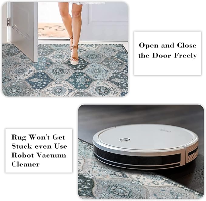 Lahome Moroccan Trellis Washable Round Rugs, Non-Slip Soft Round Rug 4ft - Image 4
