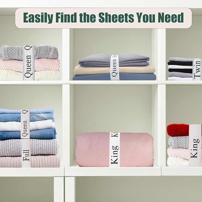 20 Pieces Bed Sheet Organizer Bands, Sheet Organizers and Storage Label Bands - Image 4