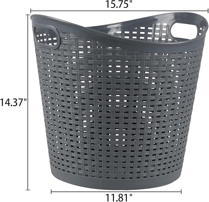 6 Packs 30 L Easy Carry Laundry Hamper, Plastic Ventilated Laundry Basket - Image 2