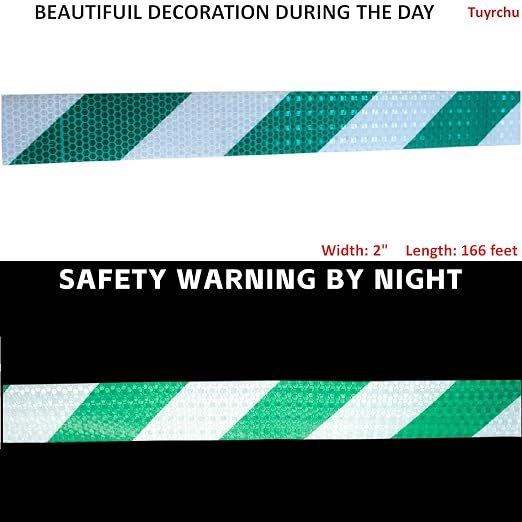 Reflective Tape Green and White 2 inch X 166 feet, Outdoor Waterproof Hazard - Image 3