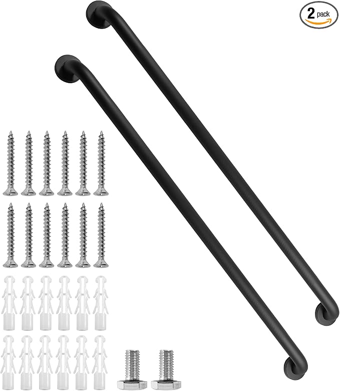 Shower Grab Bar, 2 Pack 39.4 Inch Black Bathroom Grab Bar, 1.25" Diameter 304 by Rackickyer