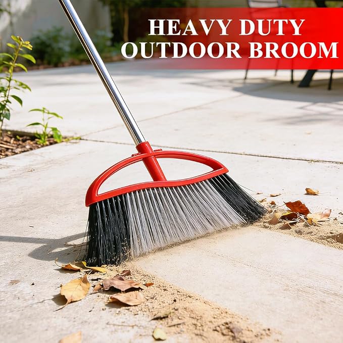 2-Pack Outdoor Heavy Duty Broom Set, 15.7" Wide Angle All-Terrain Sweepers - Image 3