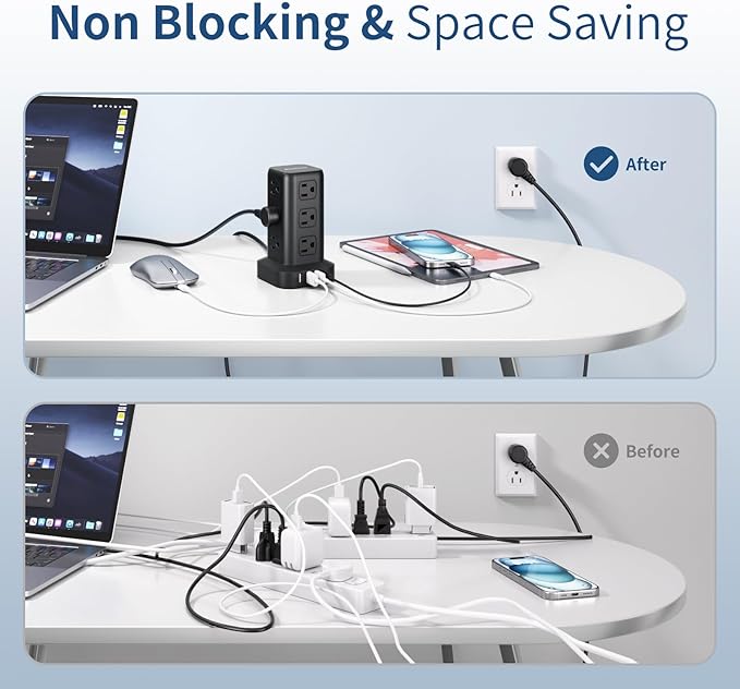 Surge Protector Power Strip 6.5 FT Cord, Power Strip Tower - Image 4