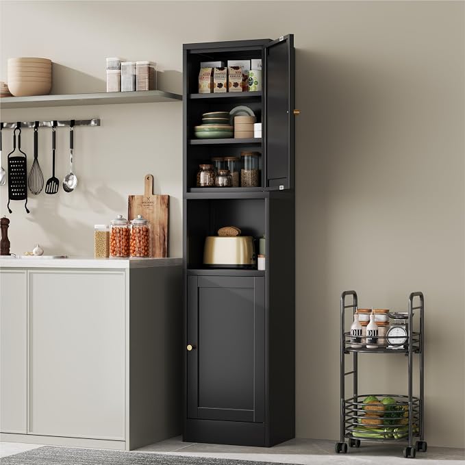 2-Door Metal Storage Cabinet, Tall Slim Pantry Organizer - Image 2