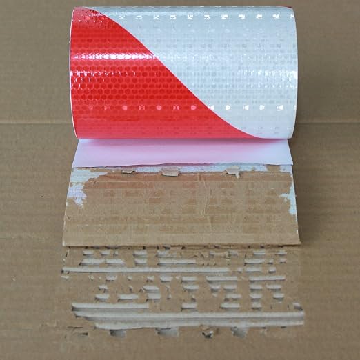 Reflective Tape Red and White 6 inch X 10 feet, Outdoor Waterproof Hazard - Image 2