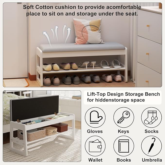 AQIMUELE Shoe Rack Bench, 2 Tiers Shoe Bench - Image 6