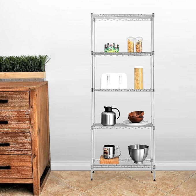 BestOffice | 5-Tier Wire Storage Shelves | 14x24x60 | Chrome | - Image 2