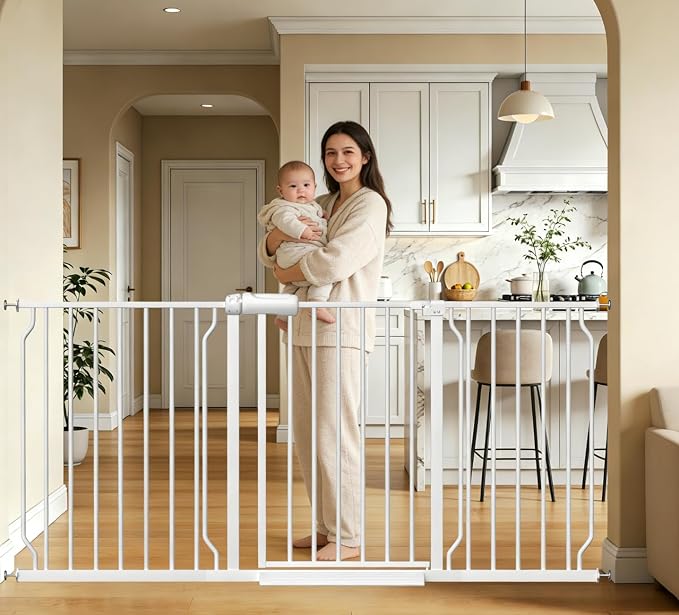 Extra Wide Long Baby Gates 62-67 Inch Stairs Doorways Pet Dog gate Indoor by FlowerFrail
