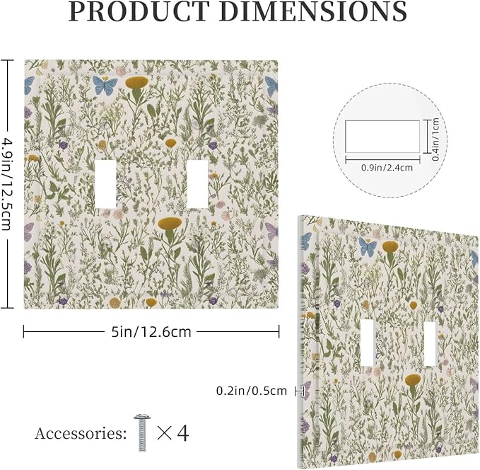 Floral Vintage Garden Plants Herbs Flowers Botanical Double Toggle Light Switch - Image 5