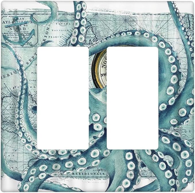 Outlet Covers Vintage Nautical Octopus Eyes Funny Ocean Kraken Double by Spshian