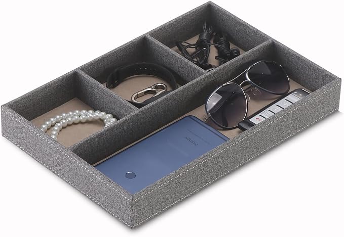Desktop Storage Organizer, Bedside Table or Storage rack Leather Tray, Valet by SYRWDXTX