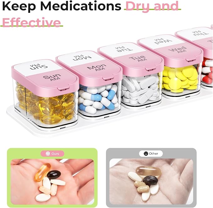 Odaro Extra Large Weekly Pill Organizer 2 Times A Day, Pill Box 7 Day Am Pm to - Image 8