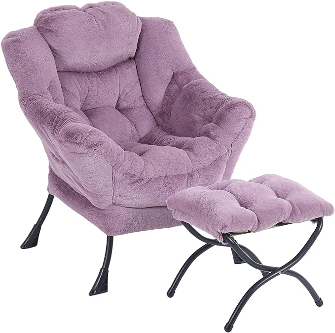 Oversized Chair with Ottoman, Modern Chair with Folding Footrest, Lounge Accent by Furlide