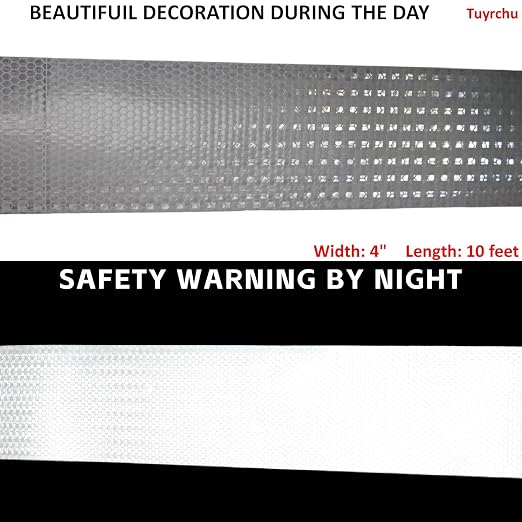 White Reflective Tape 4 inch, Outdoor Waterproof Hazard Conspicuity Warning - Image 3